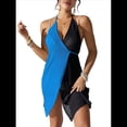 thumbnail image 2 of Vestido Tipo Halter para Mujer, con Escote en V, Lazo y Espalda Descubierta, con Encaje en Contraste, Sin Mangas, Color Azul , Talla Única, 2 of 6