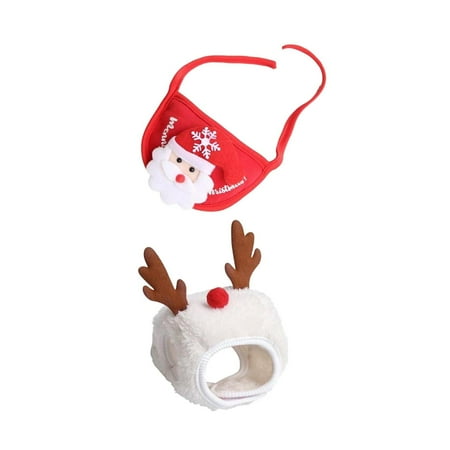 2pcs Lovely Dog Clothing Soft Accessories Winter Warm Decoration Pet Supplies L White Hat and Bib with Red