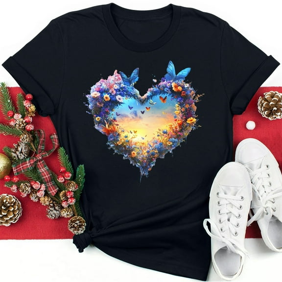 BSDJILFG Valentine's Day Basic T-Shirts for Women 2025 Shirts Lover Printed Short Sleeve Round Neck Pullover Graphic Tees Rollbacks