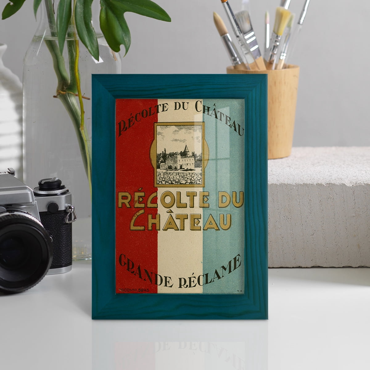 Recolte Du Chateau -Framed Print w/glass-Ocean Blue