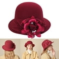 thumbnail image 2 of lanema Woman Felt Hat Cute Ladies Carnivals Party Derby Hat for Woman Teenagers Casual Spring Summer Sunproof Hat with Flower, 2 of 19