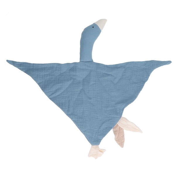 Manta de seguridad con forma de ganso para bebé, de algodón suave, transpirable, bonita y cómoda para recién nacidos, color azul y negro.