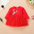thumbnail image 3 of Mercatoo Baby Girl Christmas Dresses Toddler Long Sleeve Deer Snowflake Dress Princess Mesh Tulle Tutu Dress Infant Xmas Clothes, 3 of 9