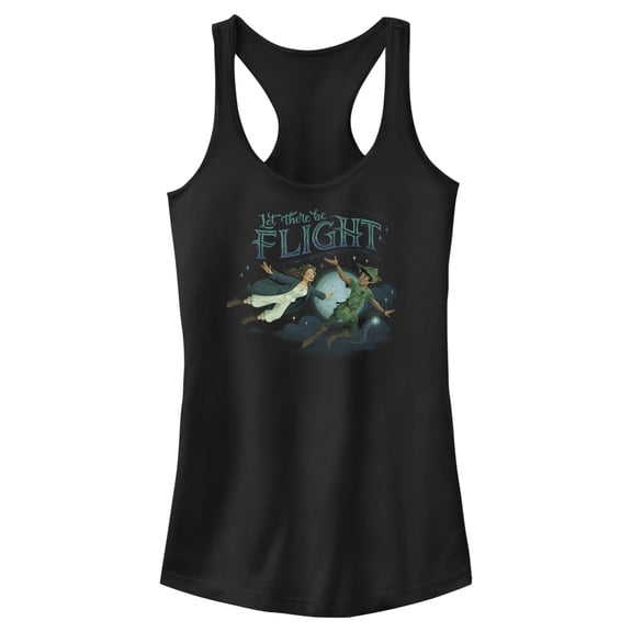 Junior's Peter Pan & Wendy Let There be Flight Racerback Tank Top Black Large