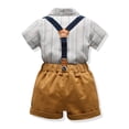 thumbnail image 7 of UngA Toddler Baby Boy Suit Clothes Gentleman Wedding Outfits Long Sleeve Dress Shirt + Suspender Pants + Bowtie 1-5T Newborn Boy Outfits Brown,4-5 Years, 7 of 7