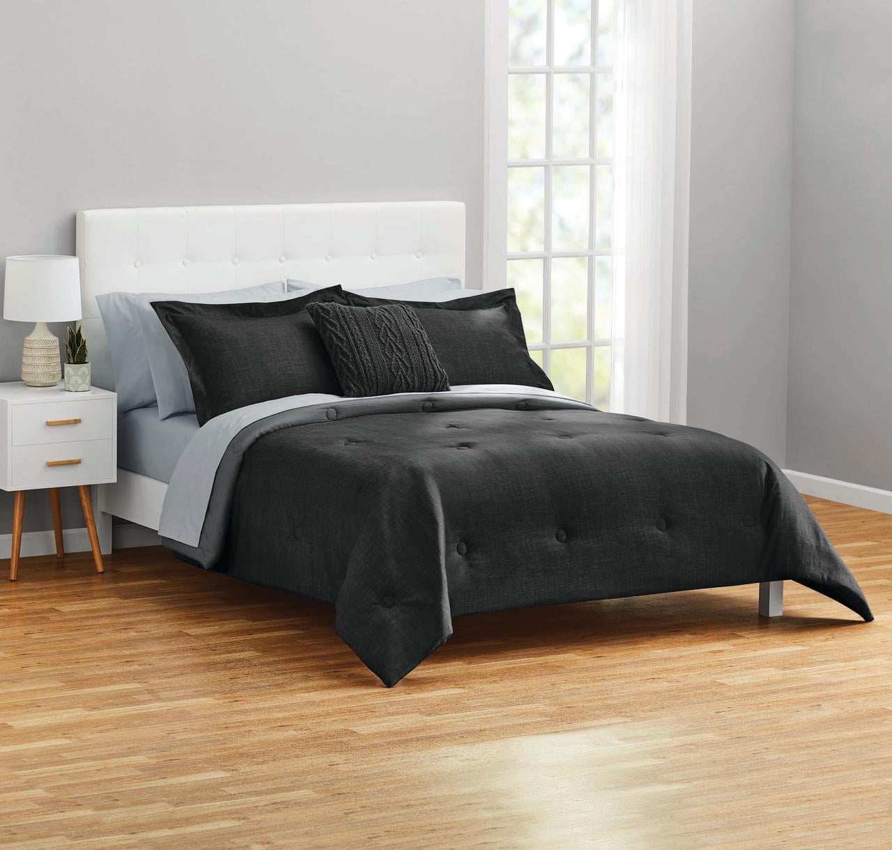 Free Shipping! Mainstays Grey 10 Piece Bed in a Bag Comforter Set with Sheets, King  (图3)