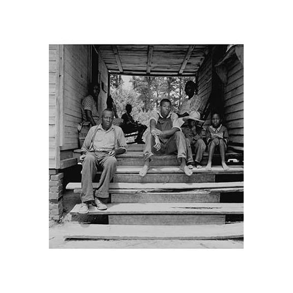 Negro Family Sharecroppers on Porch- Fine Art Canvas Print (20" x 30")