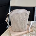 thumbnail image 3 of Bolsos Mujer Bolso Mano Tejido A La Bolso Playa Retro Sólido (Beige), 3 of 9