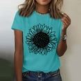 thumbnail image 2 of Delayuji Women's Sunflowers Short Sleeve T Shirts Vintage Cute Graphic Crew Neck Summer Casual Tops Blue M Cotton Short Sleeve Shirts for Women, 2 of 4