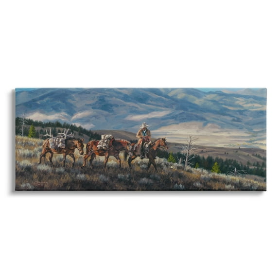Stupell Industries Bountiful Hunt Mountain Landscape Animals & Insects Painting Gallery Wrapped Canvas Print Wall Art