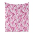 thumbnail image 1 of Dragonfly Soft Flannel Fleece Blanket, Vibrant Spring Theme Beauty Pattern with Winged Inspirational Insect Image, Cozy Plush for Indoor and Outdoor Use, 70" x 90", Fuchsia Baby Pink, by Ambesonne, 1 of 6