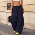 thumbnail image 6 of Leey-World Girls Wide Leg Pants Girls Cargo Pants Drawstring Waist Kids Joggers Hiking Pants Trousers with Pockets for Teen Girl 5-14 Years(Navy,10-11 Years), 6 of 6