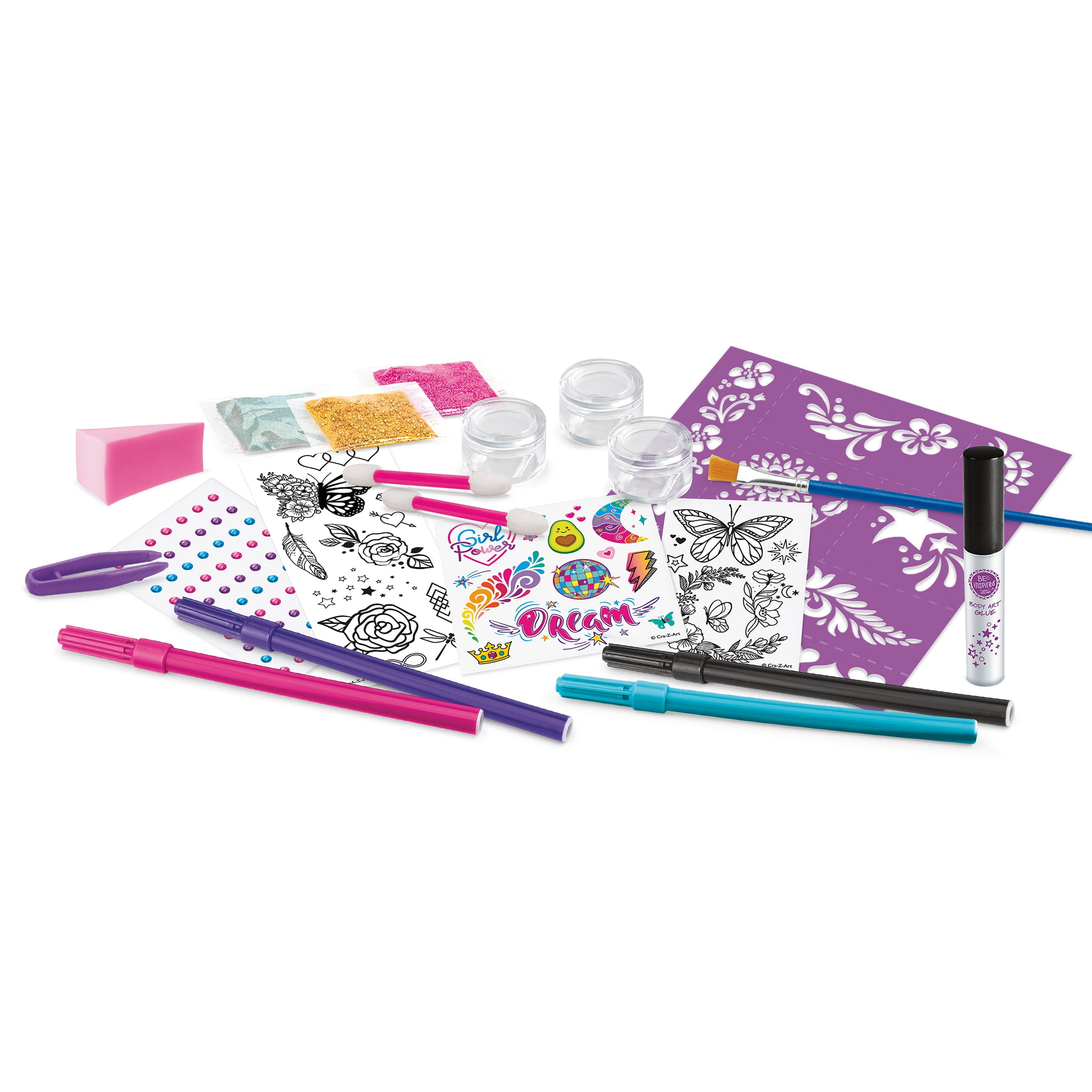 Be Inspired by Cra-Z-Art Glitter Tattoo Artist Set, Best for Tweens, Teens, and Adults Ages 8 and up