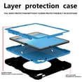 thumbnail image 5 of ELEHOLD Military Grade Shockproof Case For Apple iPad Air 11 (2024), Heavy Duty Protection Ring Stand Cover, Adjustable Angel, Detachable Shoulder Strap, Pencil Holder, Black+Blue, 5 of 11