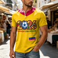 thumbnail image 2 of 2026 Soccer Cup Retro Jersey Henley for Men, Short Sleeve Button Neck Graphic Tee with Country Flag & Ball Print for Game Day & Summer Casual Blue L, 2 of 7