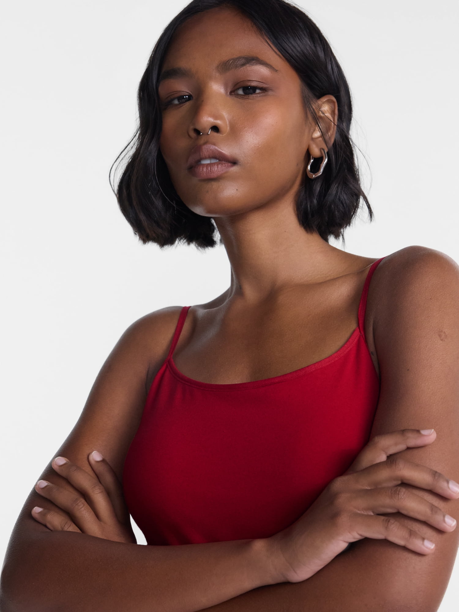 No Boundaries Cropped Cami Top with Shelf Bra, Women's XXS-XXL