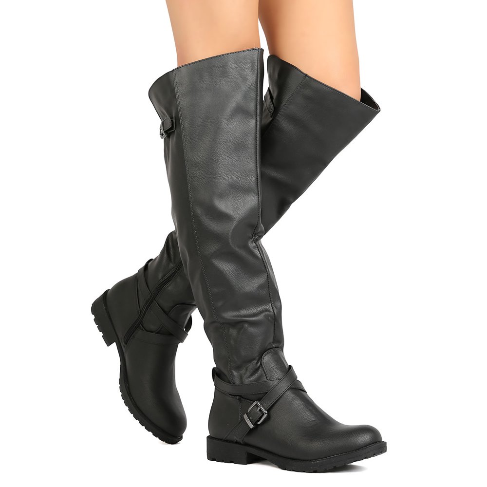 nature breeze over the knee women's sock boots in olive