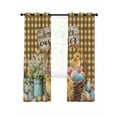 thumbnail image 7 of Easter Chicken Eggs Blackout Curtains for Bedroom, Spring Daisy Flowers Yellow Brown Check Thermal Insulated Kitchen Drapes with Grommets, Light Blocking Window Treatment, 2 Panels 42" x 45", 7 of 7