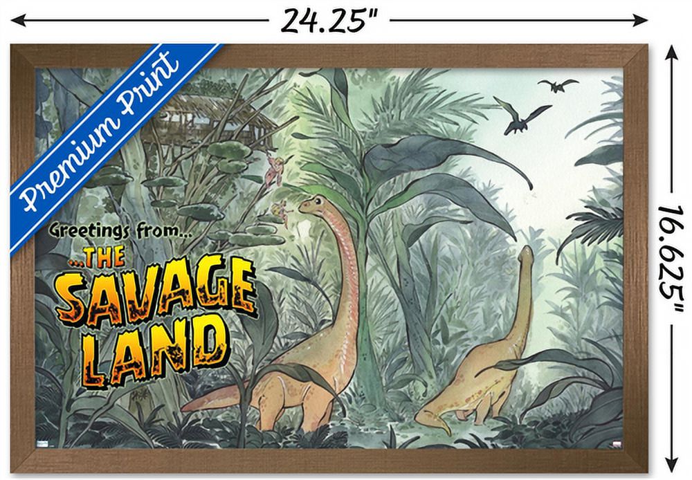 Marvel: Hero Lands - The Savage Land 2 Wall Poster, 14.725" x 22.375" Framed