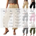 thumbnail image 3 of Ynynloco Women's Harem Pants Casual Loose Fit Wide Leg Cropped Lightweight Drawstring Elastic Waist Pants Adjustable Ankle Tie with Pockets, 3 of 6