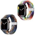 thumbnail image 1 of 2 piezas compatibles con Apple Watch Iwatch Bands 42 mm 44 mm 45 mm Mujeres Hombres, Pulsera elástica ajustable trenzada Solo Loop estirable para Iwatch S, 1 of 5