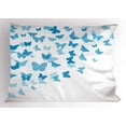 thumbnail image 2 of Ambesonne Vintage Blue Pillow Sham, Butterfly Flock, 26" X 20", Azure Blue Pale Blue, 2 of 2
