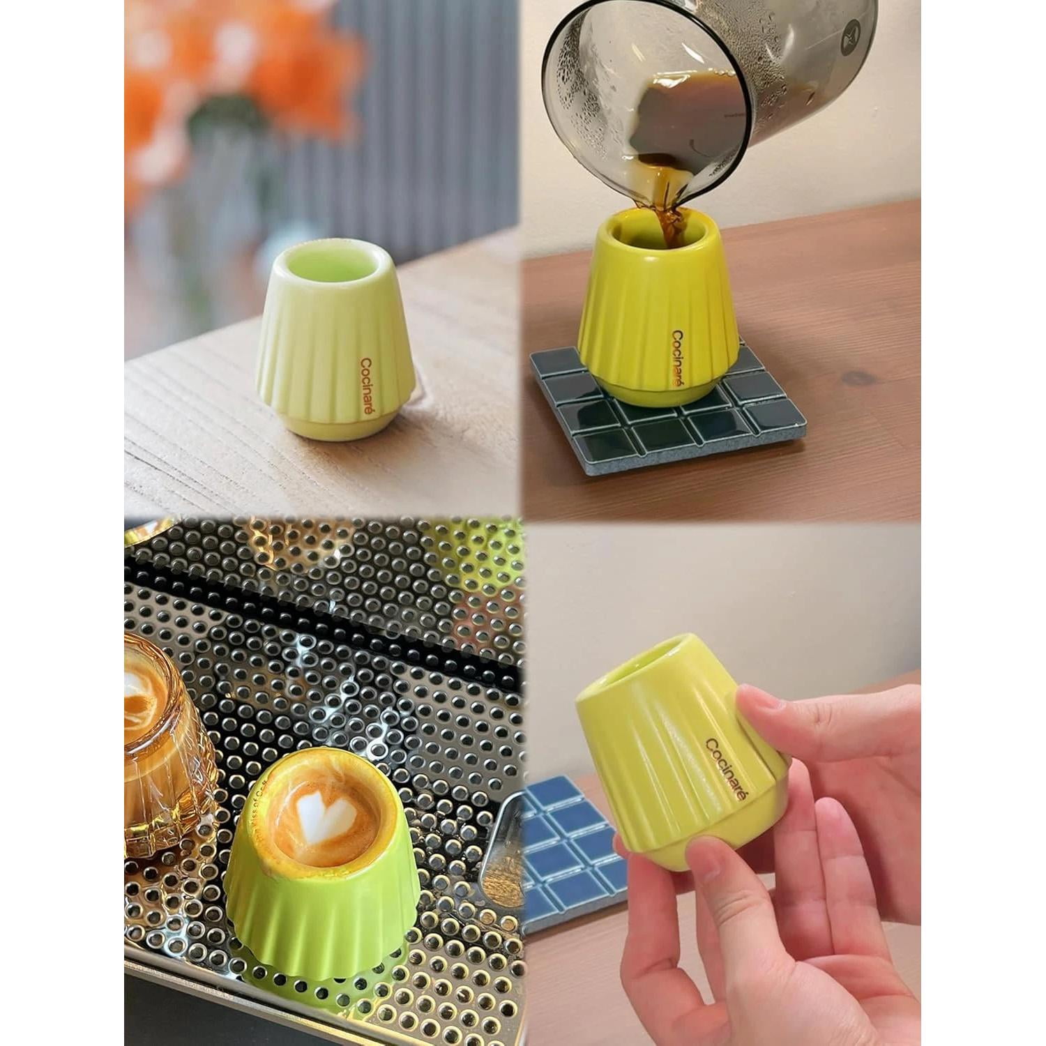Kisscup Ceramic Espresso Cup – 2.2Oz Demitasse Cup for Espresso, Pour-Over Coffe
