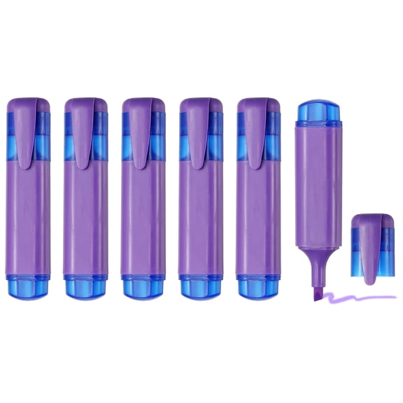 Uxcell Highlighter Pen, 6 Pack Water Based Broad Tip Writing Marker Pens Cute Pastel Colored Highlighter Studying Supplies for Office Home Daily Use, Light Purple