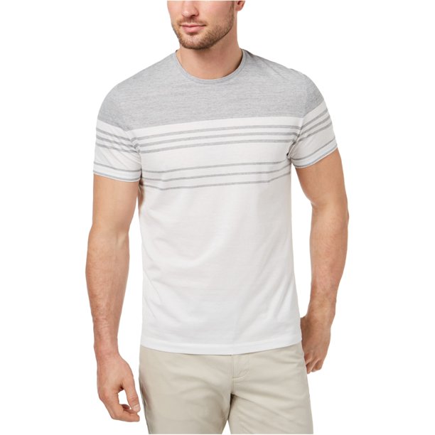 Camiseta básica Alfani con diseño de rayas para hombre blanca grande