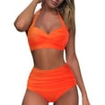 thumbnail image 3 of IDALL Bikini Sets Bathing Suit Women's High Waisted Swimsuit Split Wrap Cup Polka Dot Printed Bikini Womens Swimsuits Micro Bikini Orange L, 3 of 9