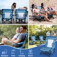 thumbnail image 5 of Walchoice Folding Beach Chair Set of 2, Low Seat Camping Chair with High Back, Wide Seat Chair with Cup Holder & Carry Bag, Heavy Duty Portable Chair for Outdoor Picnic Travel - Blue/White/Green, 5 of 10