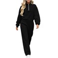 thumbnail image 6 of Jerdar Womens 2 Piece Lounge Sweat Sets Quarter Zip Mock Neck Sweatshirt Wide Leg Sweatpants Oversized Side Pockets Casual Airport Travel Outfits L, 6 of 8