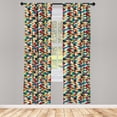 thumbnail image 3 of Ambesonne Geometric Curtains, Colorful Squares Grid, Pair of 28"x95", Multicolor, 3 of 5