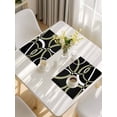 thumbnail image 5 of Black Geometric Placemats Set of 4, Modern Sage Green White Striped Art Placemats for Dining Table, Place Mats for Kitchen Tabletop, Waterproof Wipeable Dining Table Mats Set, 5 of 9