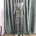 thumbnail image 3 of Vestido De Mujer Bohemio vestido largo botón dama Maxi vestido estampado manga acampanada traje de playa Ygjytge Verde S para Mujer, 3 of 8