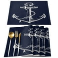 thumbnail image 2 of Placemat Minimalist Anchor Navy Blue Set of 4/6pcs Kitchen Coffee Accessories Coasters Home Dining Table r Linen Mats, 2 of 7