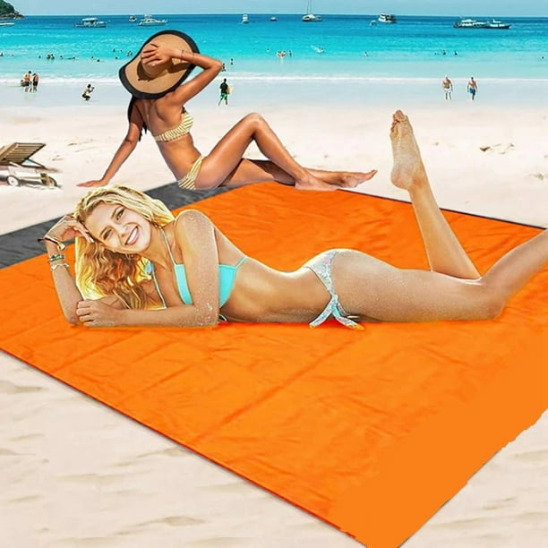 Manta de playa extragrande antiarena | Esterilla extragrande de secado rápido de 79 x 55 pulgadas | Resistente al viento con estacas | Manta portátil para picnic y camping al aire libre para toda la