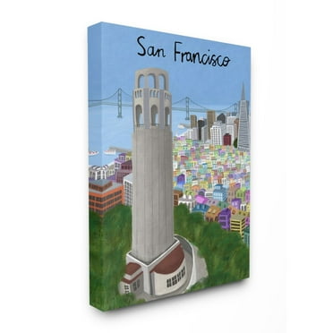 Stupell Industries San Francisco Landmark City Scene Colorful California Architecture Canvas Wall Art Design by Carla Daly, 30" x 40"