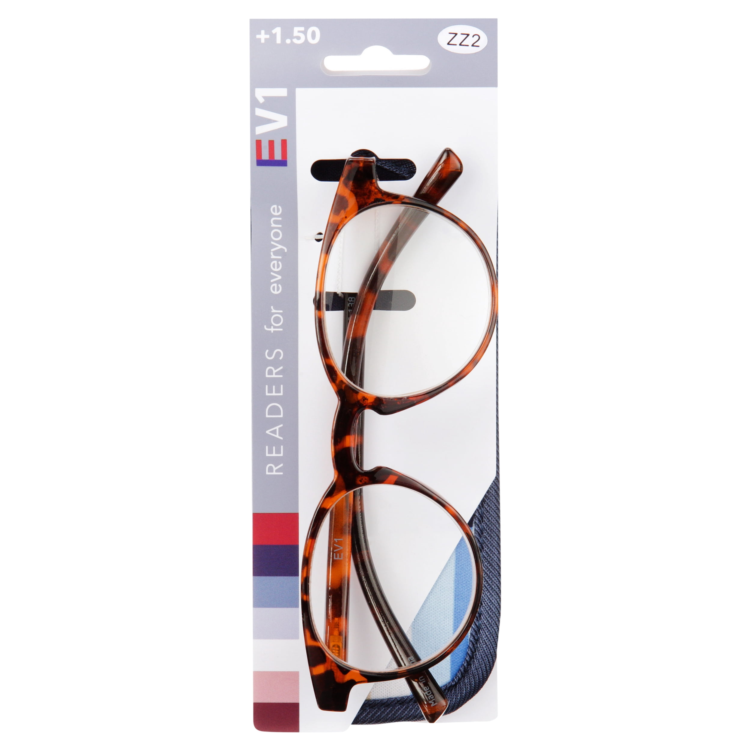 EV1 Pearl Tortoise +1.50 Reading Glasses with Case