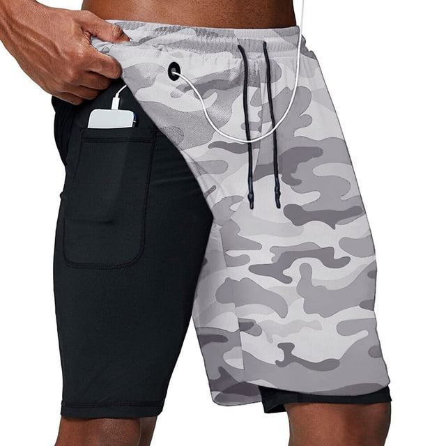Pantalones cortos para correr 2023 para hombre, pantalones cortos deportivos 2 en 1 para entrenamiento de gimnasia, pantalones cortos deportivos de secado rápido para correr, pantalones cortos de verano de dos pisos para hombre Tan Jianjun unisex