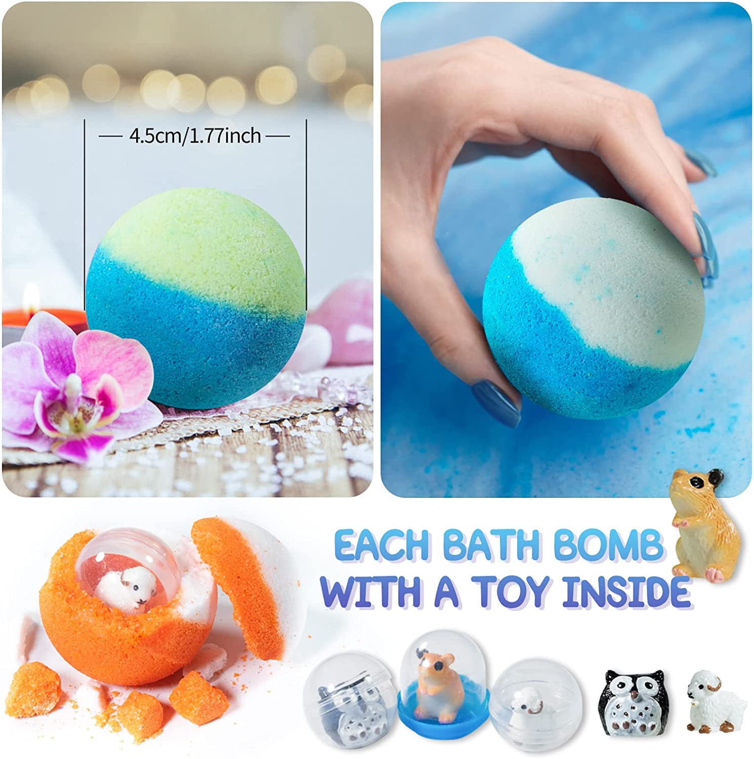 Bath Bombs for Kids, 20 Pcs Handmade Natural & Organic Bath Bombs with Surprise Toy inside- PickMora