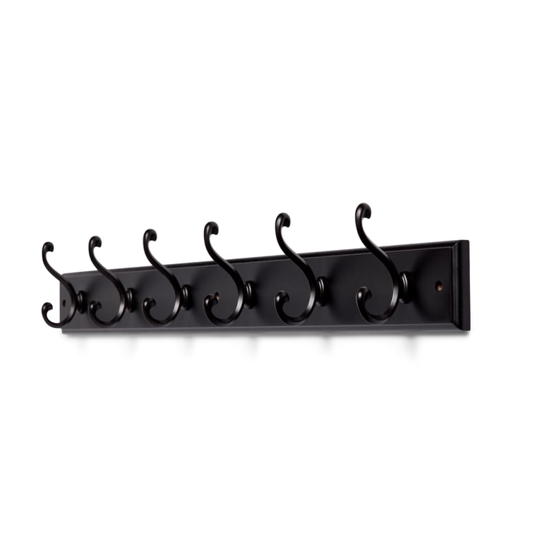 Mainstays Espresso Black 27 Inch Hook Board with 6 Oil-Rubbed