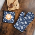 thumbnail image 5 of Blue Pioneer Flower and Paisley Pattern Kitchen Oven Mitt and Pot Holder Sets 2 Pcs for Baking, Cooking and Grilling, Heat Resistant Up To 392 °F, 5 of 7