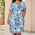 thumbnail image 3 of Blue Floral Seamless Pattern Design Summer Dresses for Women Beach Boho, 3 of 5