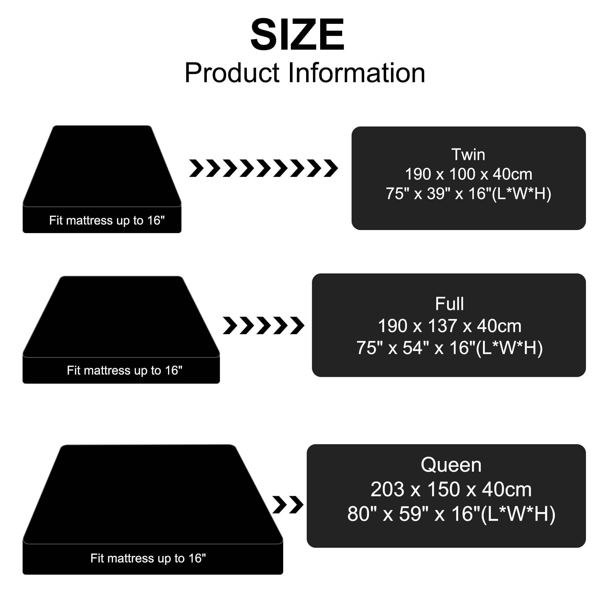 Unique Bargains Soft 190GSM Queen 16 Inch Deep Pocket Fitted Sheets Black Twin