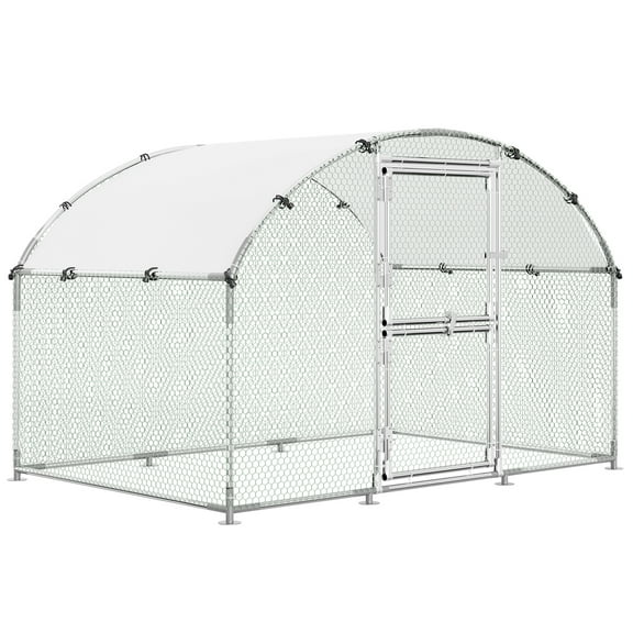 Metal Chicken Coop Heavy-Duty Waterproof & UV-Resistant Poultry Cage, Large Outdoor Dome Hen House for Backyard Farm
