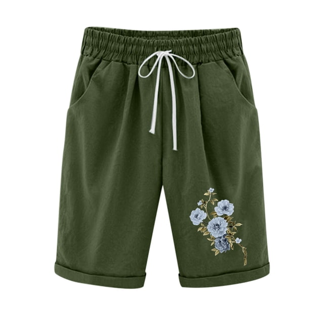 Birdeem Shorts Imprimés pour Femmes Taille Élastique pour Décontracté avec Poches