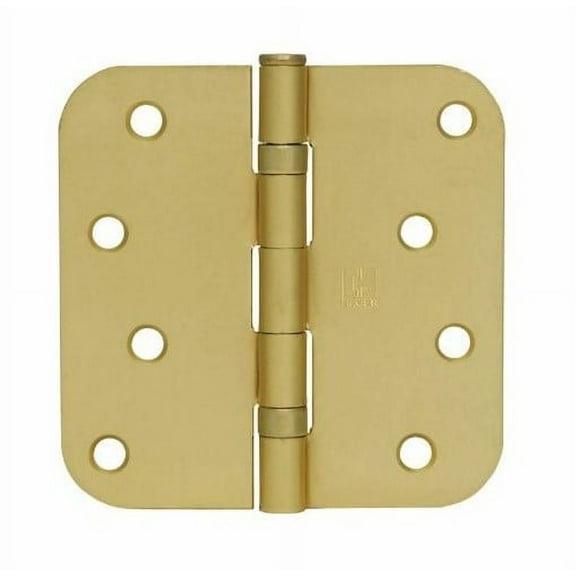 Hager Hinge RCBB18424358 4 x 4 x 0.62 in. Radius Full Mortise Residential Weight Ball Bearing Hinge - Bright Brass