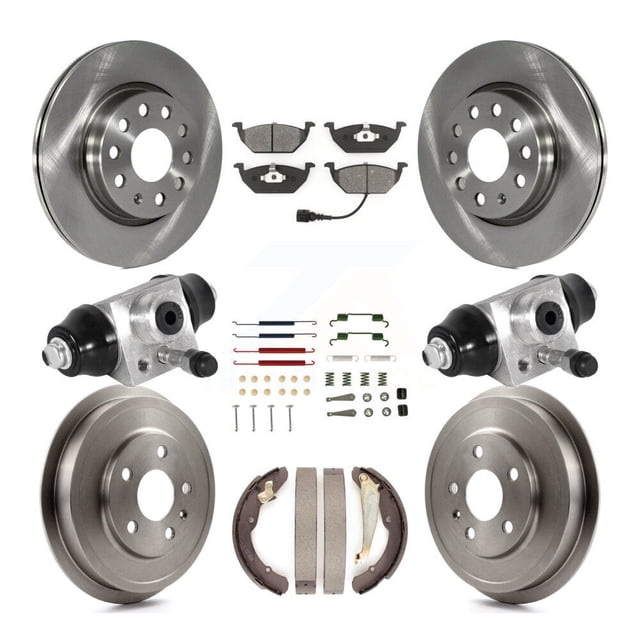 Transit Auto Front Rear Disc Brake Rotors Semi-Metallic Pads and Drum Kit (9Pc) for Car 2011-2012 Volkswagen Jetta rear brakes with 280mm Diameter Rotor K8S-102633