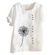 thumbnail image 1 of Mujeres Casual Algodón y Lino Top Impreso Manga Corta Botón Túnica Camiseta Blusa Tops Fridja  nalpqowj29393, 1 of 5